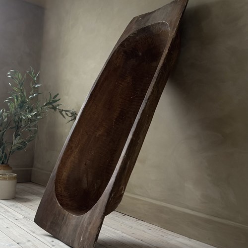 'Seriously Dough' Large Softwood Trencher Form Dough Bowl Hand Carved Adzed Wood