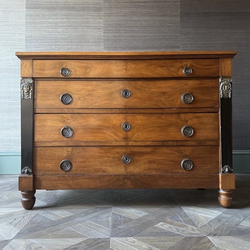 'The Watchers' 1800'S French Empire Walnut Chest Of Drawers With Gilt Detail