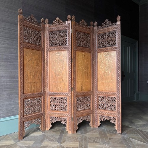 'Calypso' Hardwood Carved Folding Screen 