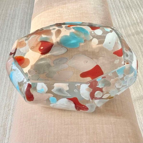 Enormous Vintage Art Glass Tutti Frutti glass bowl 48cm diameter