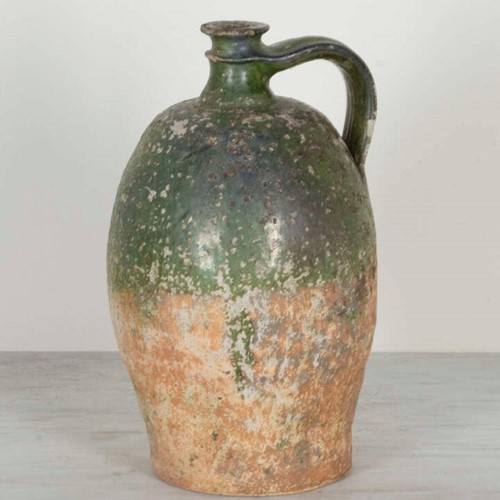 Large 19th Century French Glazed Terracotta Jug