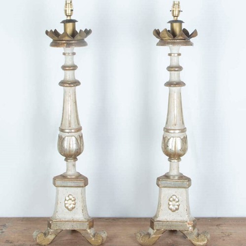 Pair of 19th Century Italian Altar Sticks converted to Lamps