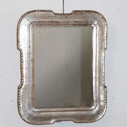 Small Antique Silverleafed Italian Mirror