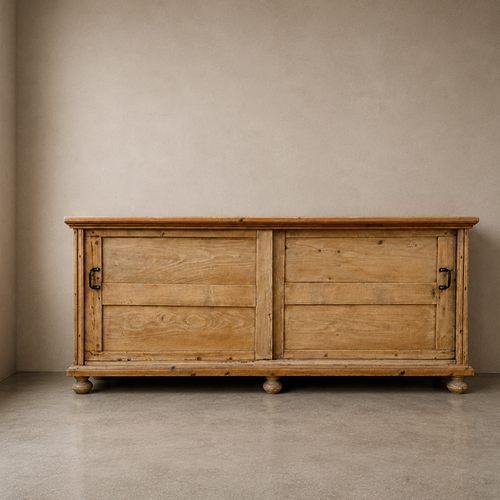 Large Vintage French Pine Sideboard | Kitchen Island / Prep Table | Rustic Cupboard