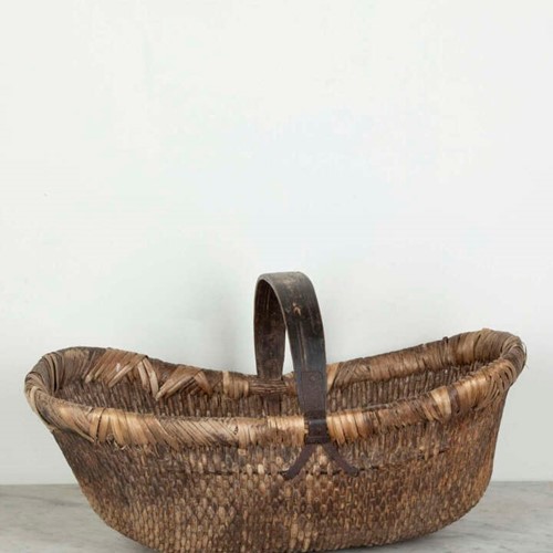 Mid-Century Chinese Woven Reed Basket