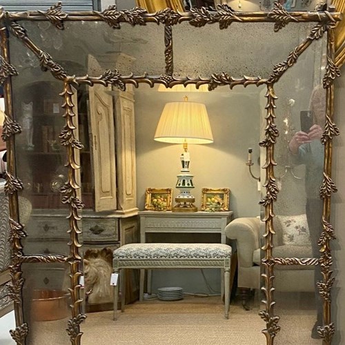 French 19Th Century Oakleaf Decorated Mirror