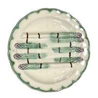 Set of Six  French Majolica Asparagus Plates