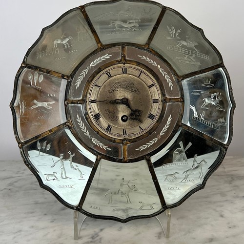Rare Early 20Thc English "Venetian" Mirrored Clock