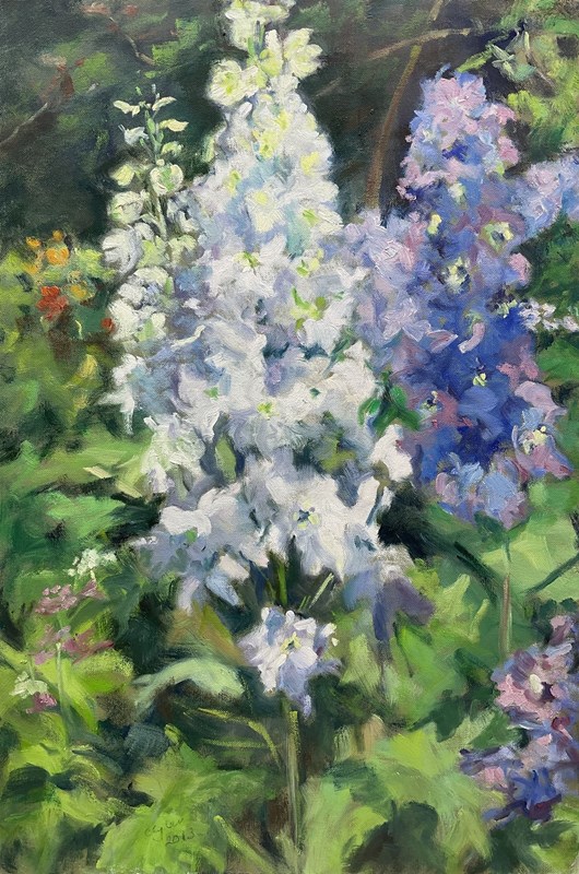 "Blue Sky" Garden Delphiniums By Catherine Tyler, 2013-callie-hollenden-catherine-tyler---britis-1949---1-main-638092874089955585.jpg