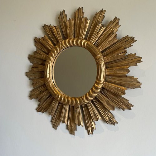 Mid-Century Spanish Giltwood Sunburst Mirror