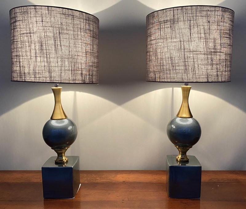 Pr Contemporary Lamps, Ceramic Grey And Gilt Bases-callie-hollenden-pr-contemporary-lamps-1-main-637750690881103535.jfif