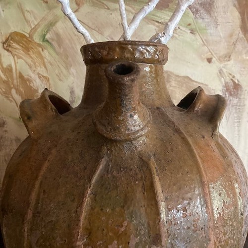 Large Glazed Terracotta Walnut Oil Jar/Vessel