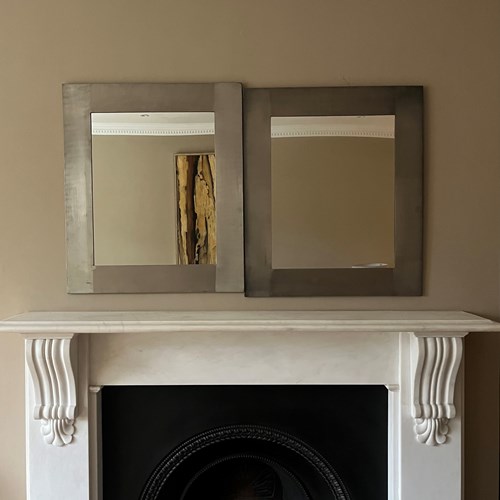 Pair Of Steel Framed Brutalist 1970’S Mirrors