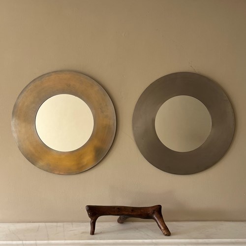 Pair Of Circular Nickel On Brass Mirrors C.1970’S