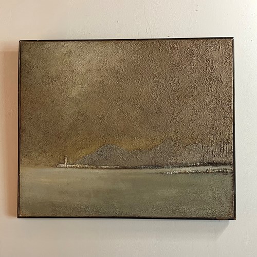 French Mixed Media Abstract Landscape Painting 