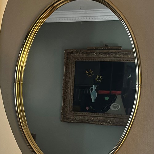 Italian 1960’S Brass Framed Oval Mirror