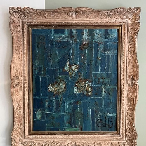 A French 1950’S Mixed Media Abstract Painting 