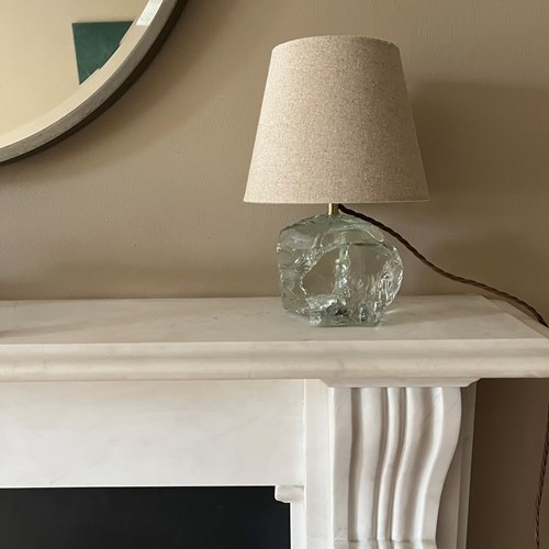 Small French Unpolished Glass Lamp