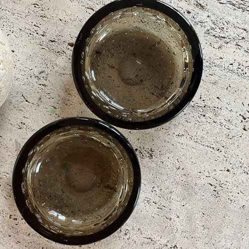 Two Medium Sized Bubble Glass Bowls Videpoches