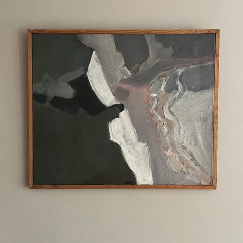 French 1960’S Abstract Oil On Canvas