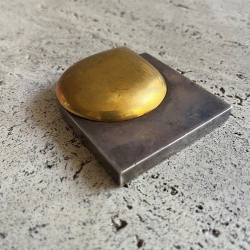 French 1970’S Steel And Brass Paperweight 