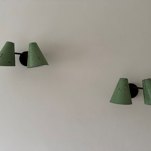 Pair Double Headed Jacques Biny Wall Lights French C.1950’S
