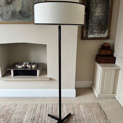 French 1950’S Black Metal Floor Lamp