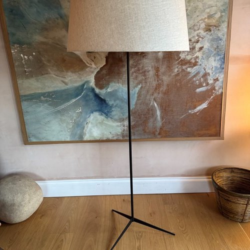 French 1950’S Black Metal Floor Lamp