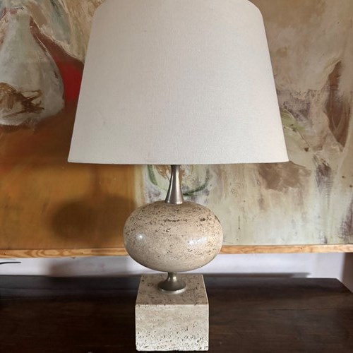 Large Travertine Barbier Table Lamp Paris C.1970’S