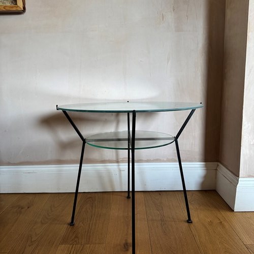 French 1950’S Black Metal Table By Charles Ramos