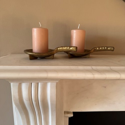 Pair Of Brutalist Bronze Metal Candleholders C.1960’S