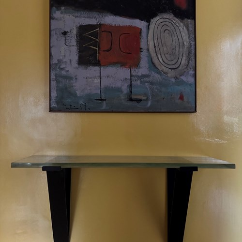 French Saint Gobain Glass And Iron Base Supports