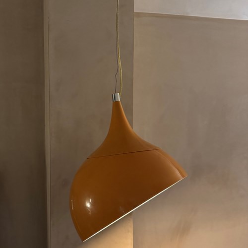 Set Of Three 1970’S Orange Moveable Pendant Lights