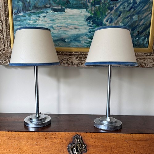 Pair Of Art Déco Chrome Table Lamps
