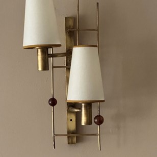 French Two Armed Gilt Metal And Amb...