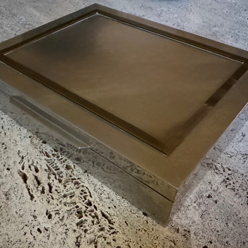 French 1970’S Nickel And Brass Camphor Wood Lined Box