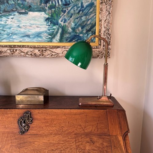 English Art Deco Bankers Desk Lamp