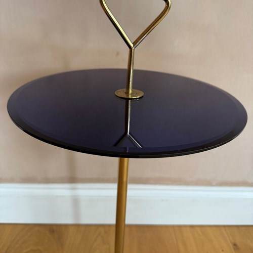 Italian 1960’S Blue Mirrored Top Side Table Attributed To Cesare Lacca 