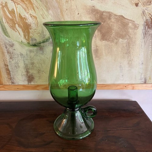 Green Empoli Glass Candleholder Storm Lantern