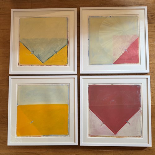 Set Of Four Hand Coloured Embossed Lithographs By Riduan Tomkins