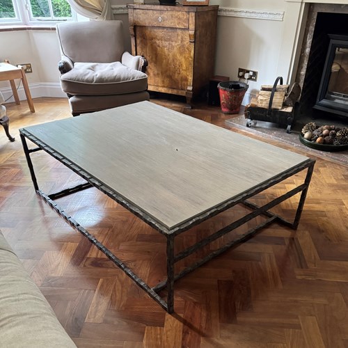 Large Aged Silver Bronze Giacometti Coffee Table
