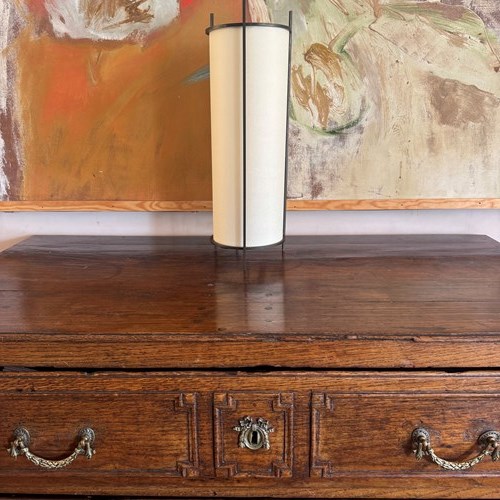 French 1950’S Black Metal And Parchment Lamp