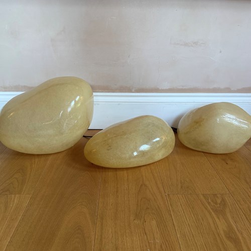 Set Of Three Graduating Rock Lamps By Andre Cazenave Produced By Singleton 