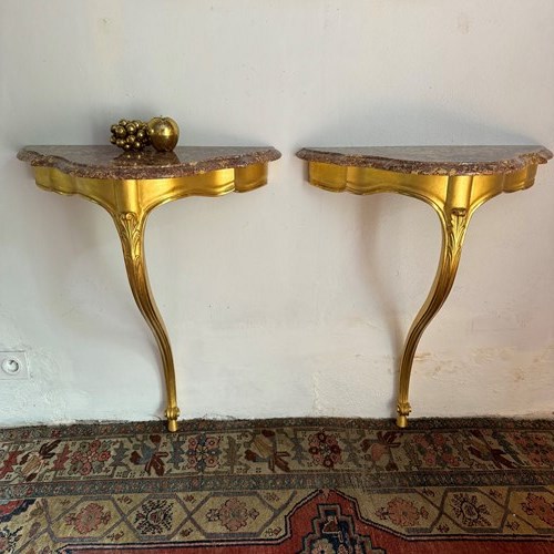 Pair Of Elegant French Louis XV Style Console Tables