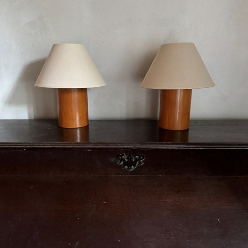 Pair Of French 1960’S Turned Wooden Lamps