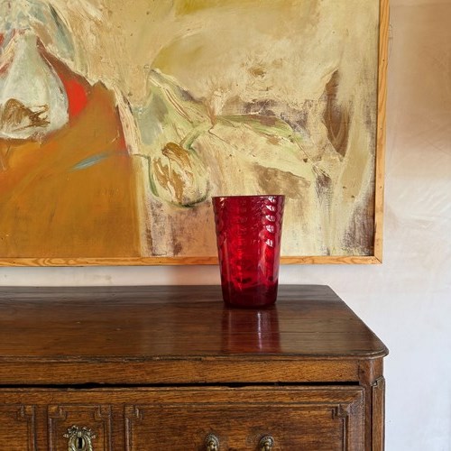 Large Ruby Red Whitefriars Vase Designed By Geoffrey Baxter