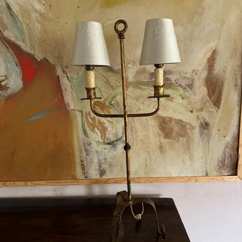 A Very Pretty Spanish Gilded Iron Tall Light C.1950’S