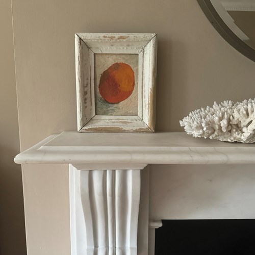 Small French Still Life Painting Of An Orange 