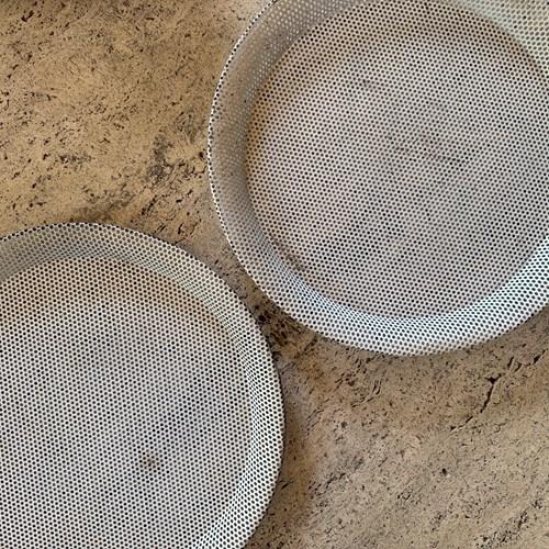 Pair Of French Pierced Metal Trays By Mathieu Mategot C.1955