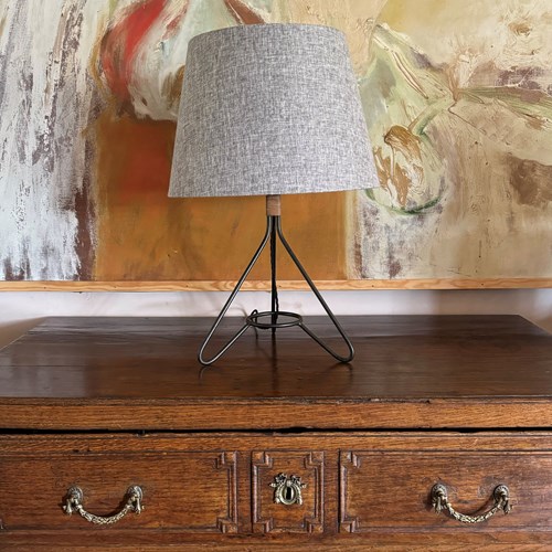 French 1950’S Black Metal Table Lamp